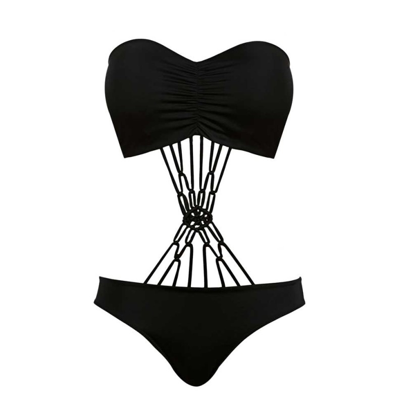 Monokini Macrame Nero Freya