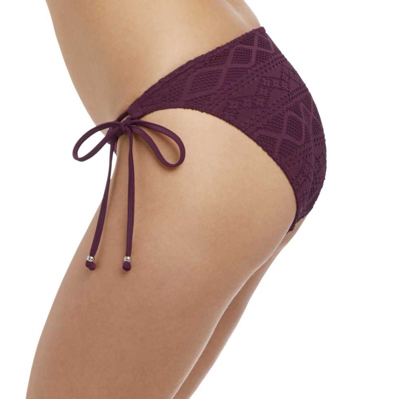 Slip con laccetti effetto uncinetto bordeaux