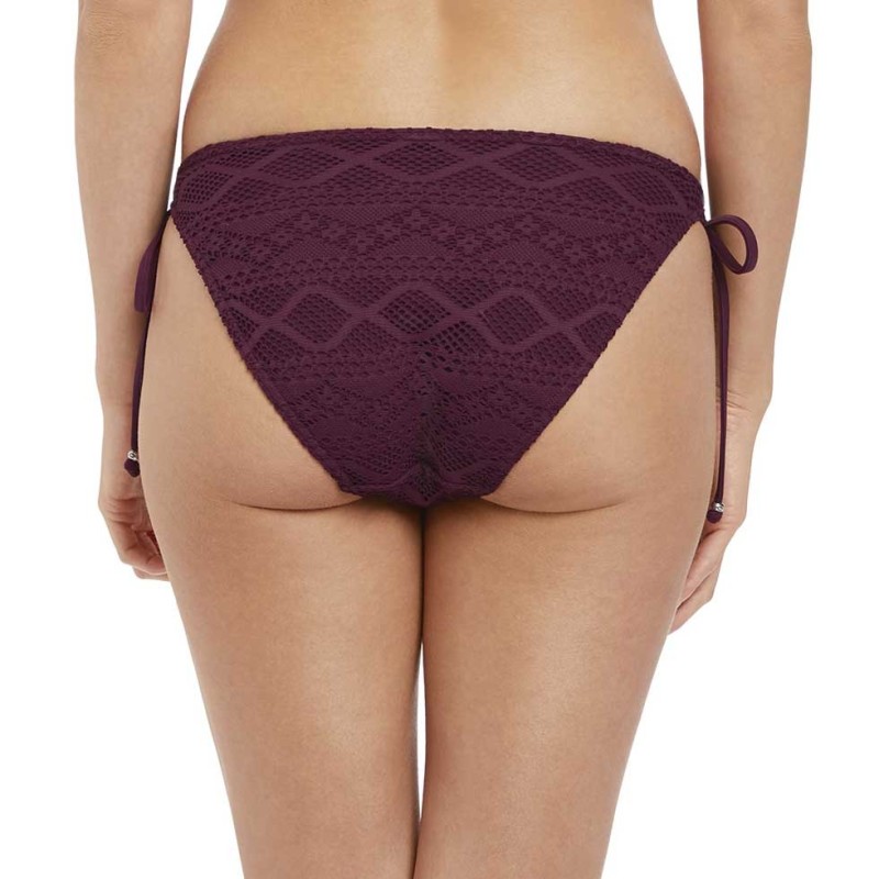 Slip con laccetti effetto uncinetto bordeaux