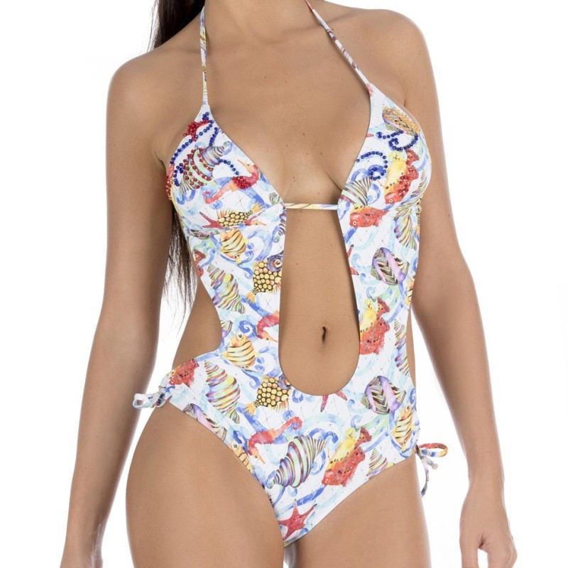 Trikini a triangolo con stampa coralli