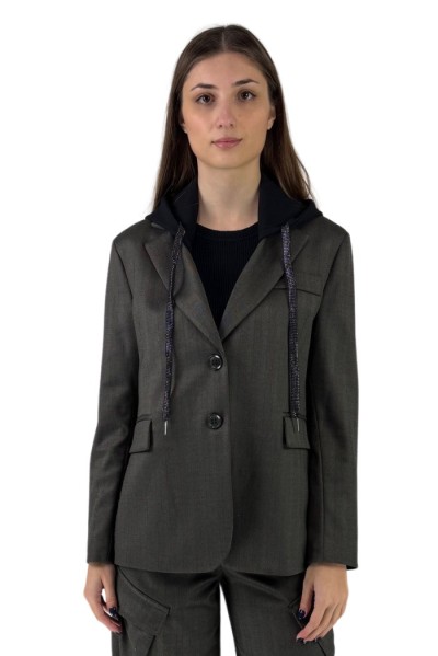 Celye giacca monopetto in misto viscosa con cappuccio fw24c0510 — 805219040070427_2