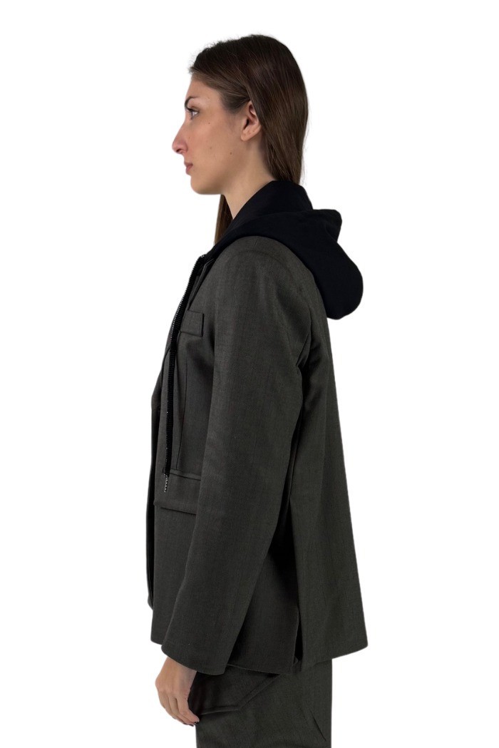 Celye giacca monopetto in misto viscosa con cappuccio fw24c0510 [6935e280]