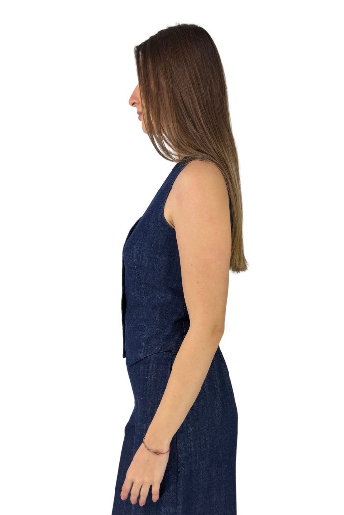 Tee Time gilet in denim e25-rog50118 [df73c382]