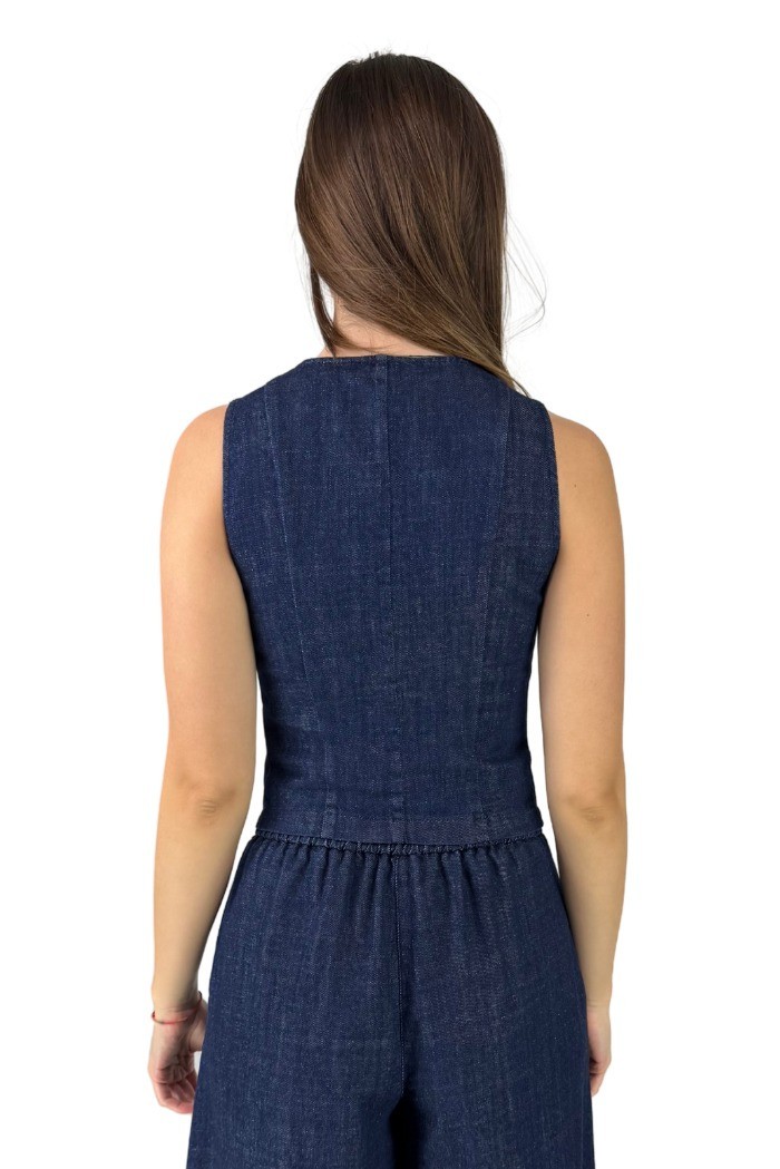 Tee Time gilet in denim e25-rog50118 [686e0286]