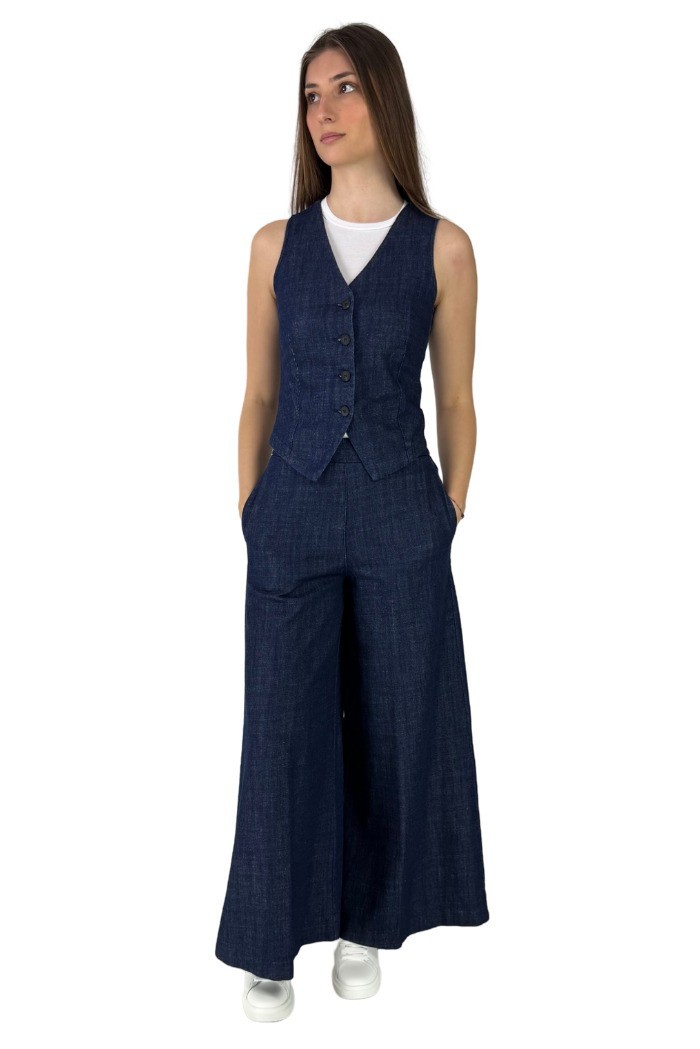 Tee Time gilet in denim e25-rog50118 [6d3e4598]