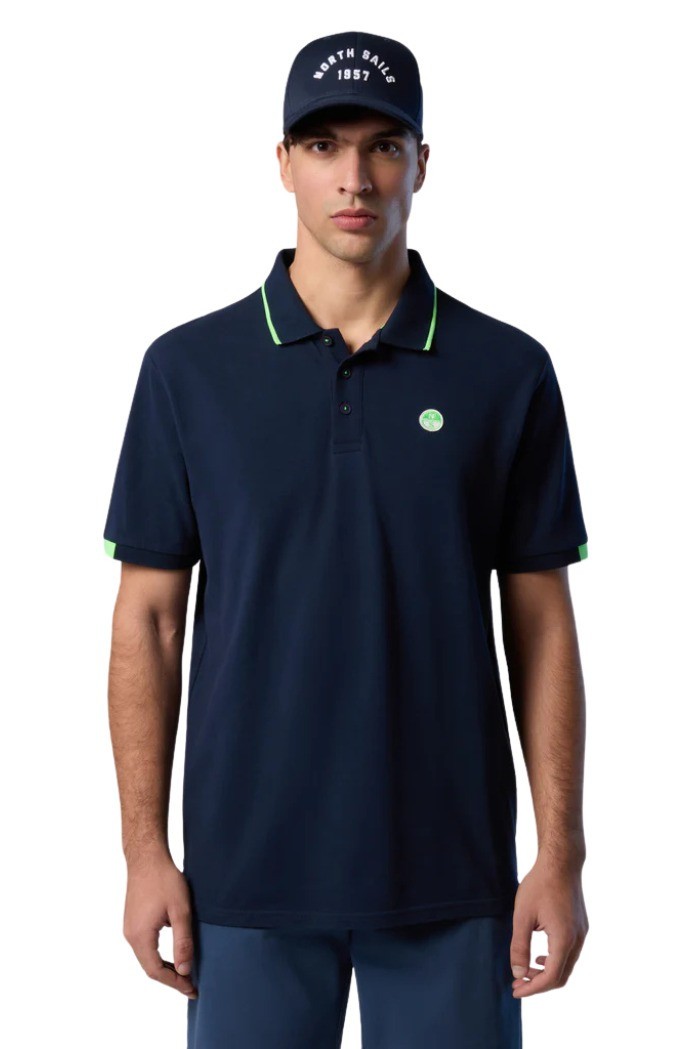 North Sails polo in piquet con contrasti fluo 692446 [c95ecc4e]