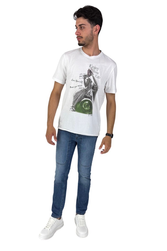 Guy t-shirt da uomo in jersey di cotone con stampa Cabrio953-jr m48850 [d1312af6]