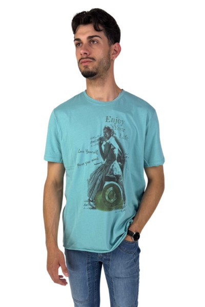 Guy t-shirt da uomo in jersey di cotone con stampa Cabrio953-jr m48850 [0699fd4b]
