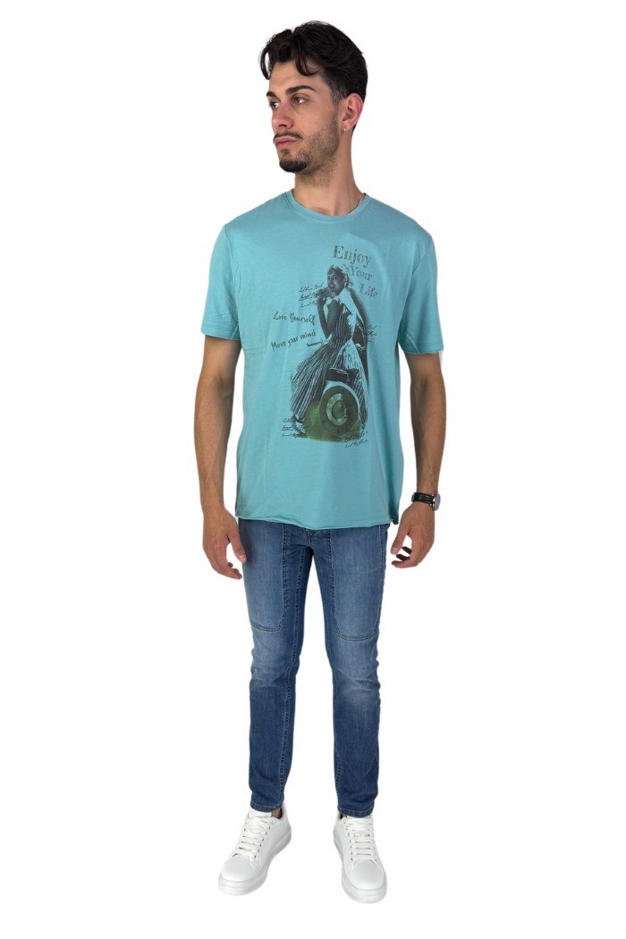 Guy t-shirt da uomo in jersey di cotone con stampa Cabrio953-jr m48850 [6df2385c]