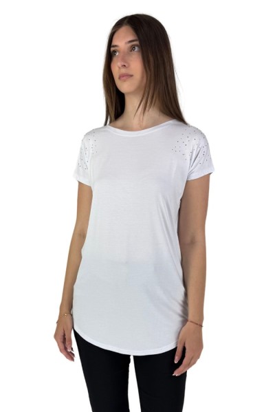 Fresh Flower t-shirt lunga con borchiette fd257 [7d0a339e]