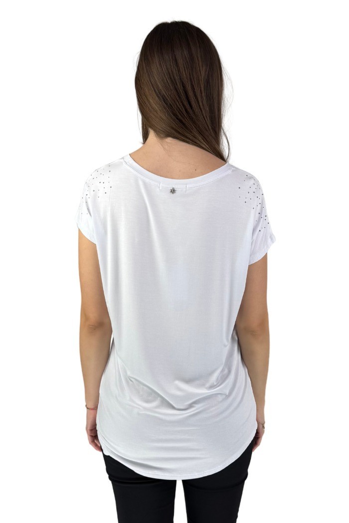 Fresh Flower t-shirt lunga con borchiette fd257 [1331b197]