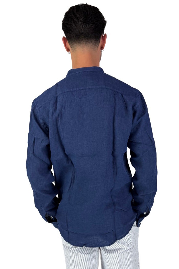 Roy Roger's camicia in lino coreana a tinta unita rvu051p4220569 [f9dea6f9]