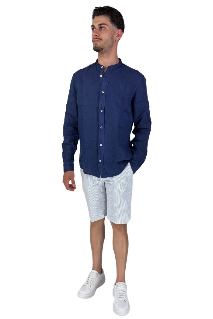 Roy Roger's camicia in lino coreana a tinta unita rvu051p4220569 [fc8ee1e7]