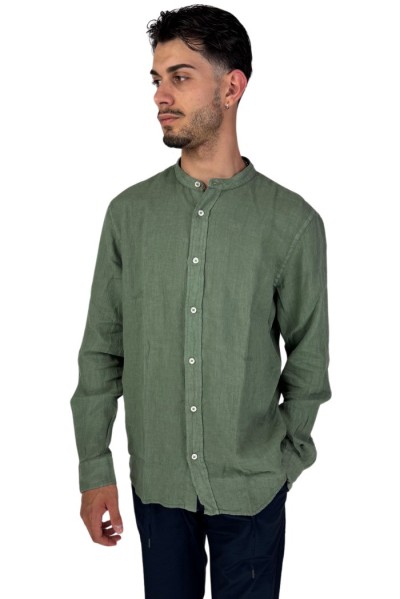 Roy Roger's camicia in lino coreana a tinta unita rvu051p4220569 [c9d45f0e]