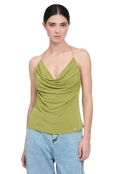 Influencer top in crepe con scollo drappeggiato 03Y133 — 805219040074014_2