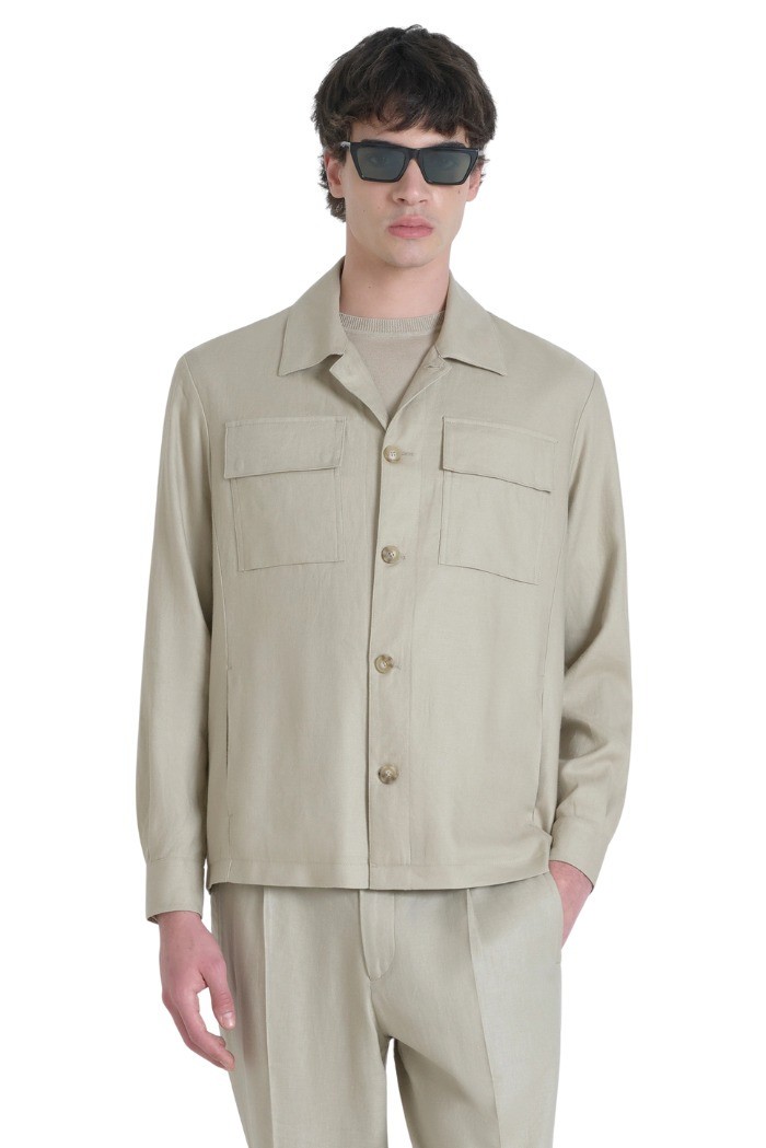 Antony Morato camicia regular in misto lino Melbourne mmsl00756-fa800126 [14b6673e]