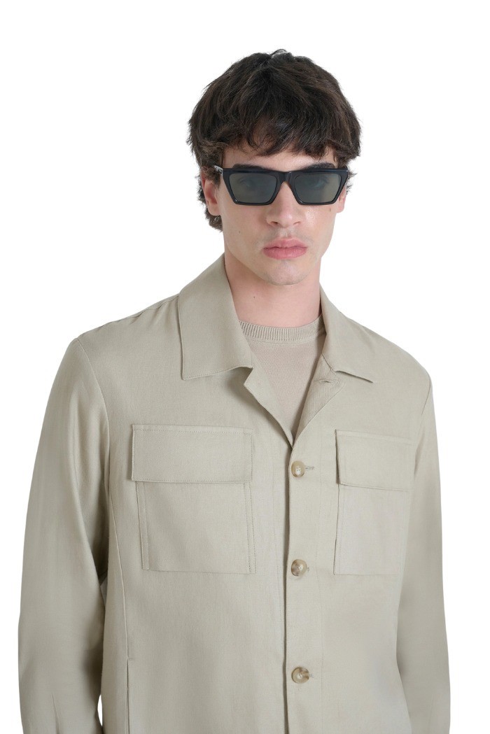 Antony Morato camicia regular in misto lino Melbourne mmsl00756-fa800126 [7a8de537]