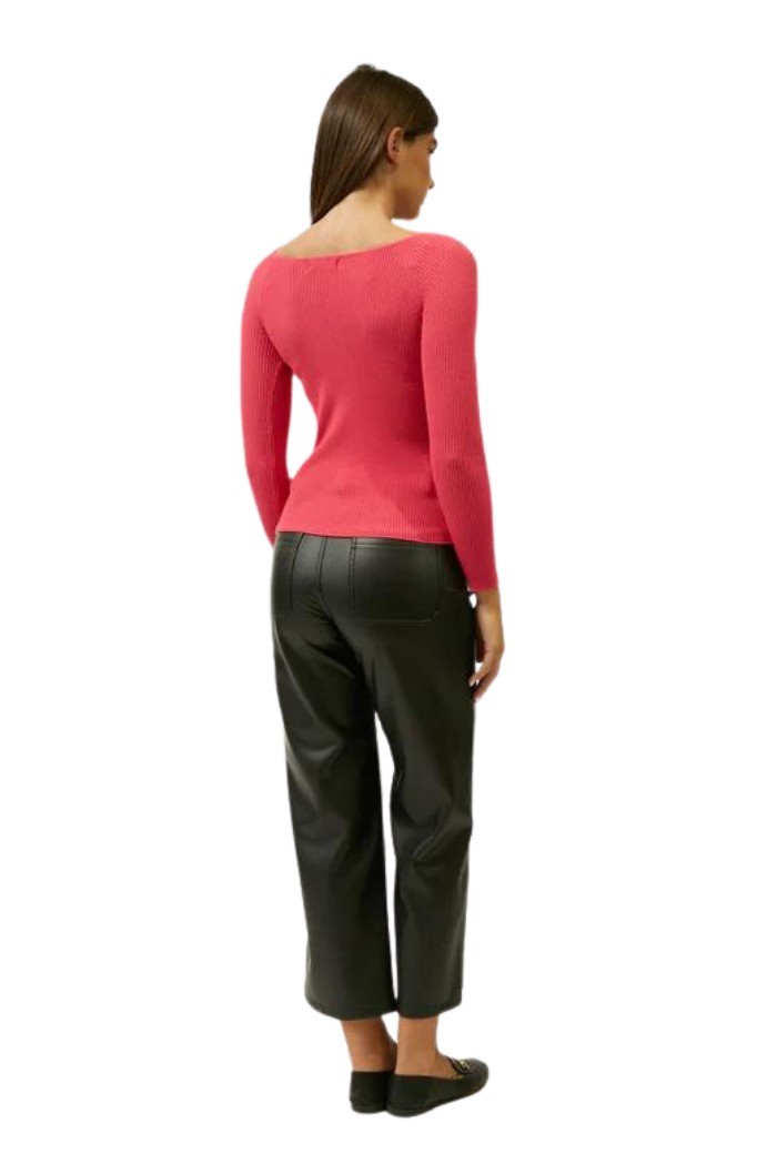 Influencer maglia a costine con scollo a cuore j6497 [f7cdb8c0]