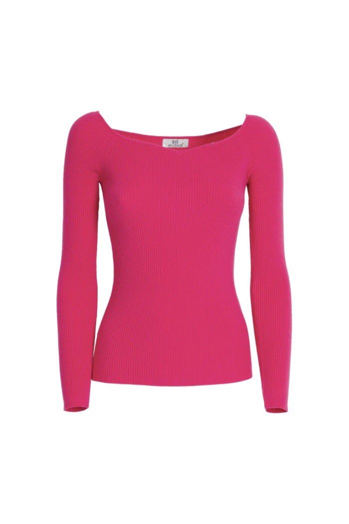 Influencer maglia a costine con scollo a cuore j6497 [f29dffde]