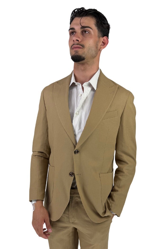 Privat Fashion abito monopetto da uomo in misto lino Canarie-ab812 [dda19119]
