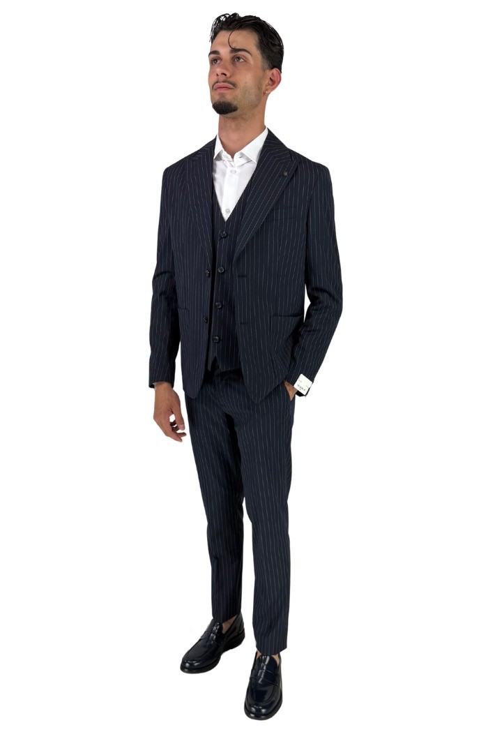 Markup giacca monopetto gessata da uomo mk896115 [aface5d3]