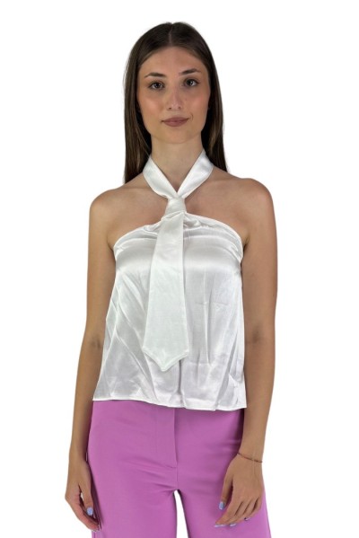 Dairesy top in raso con effetto collo a cravatta ss24d0454 — 805219040070076_1