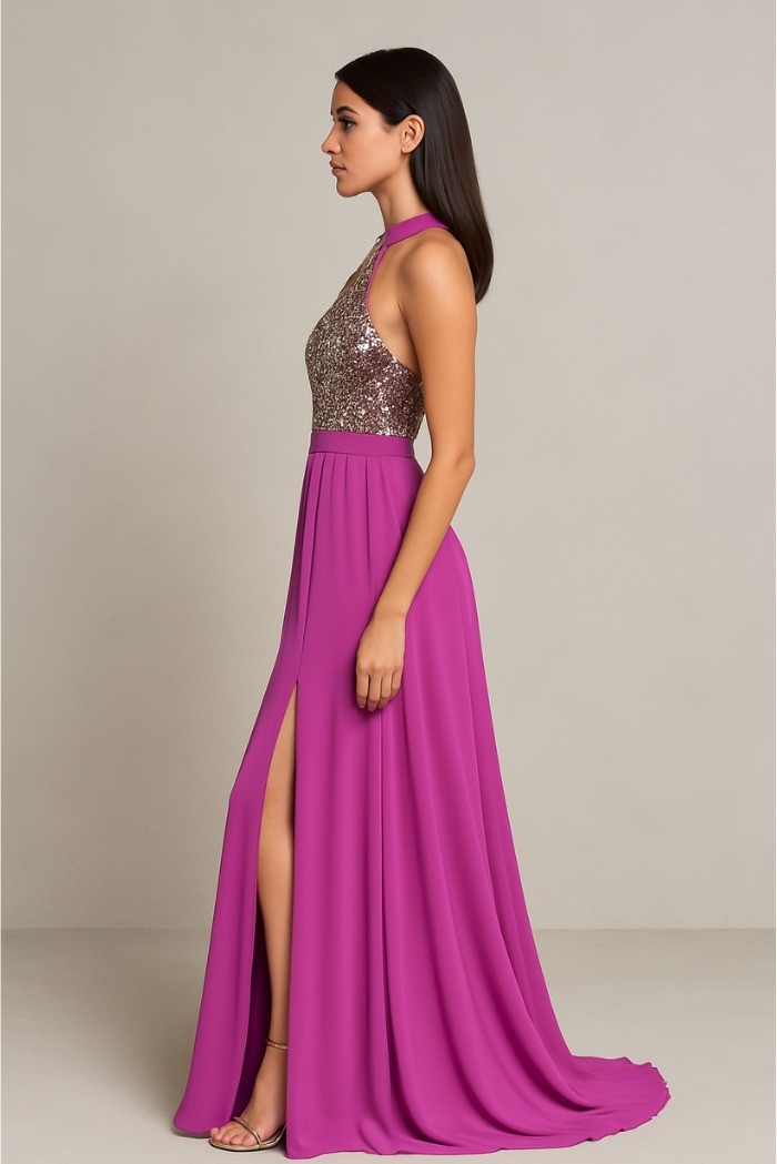 Dairesy abito lungo con corpetto paillettes multicolor ss24d0470 [11659f7d]