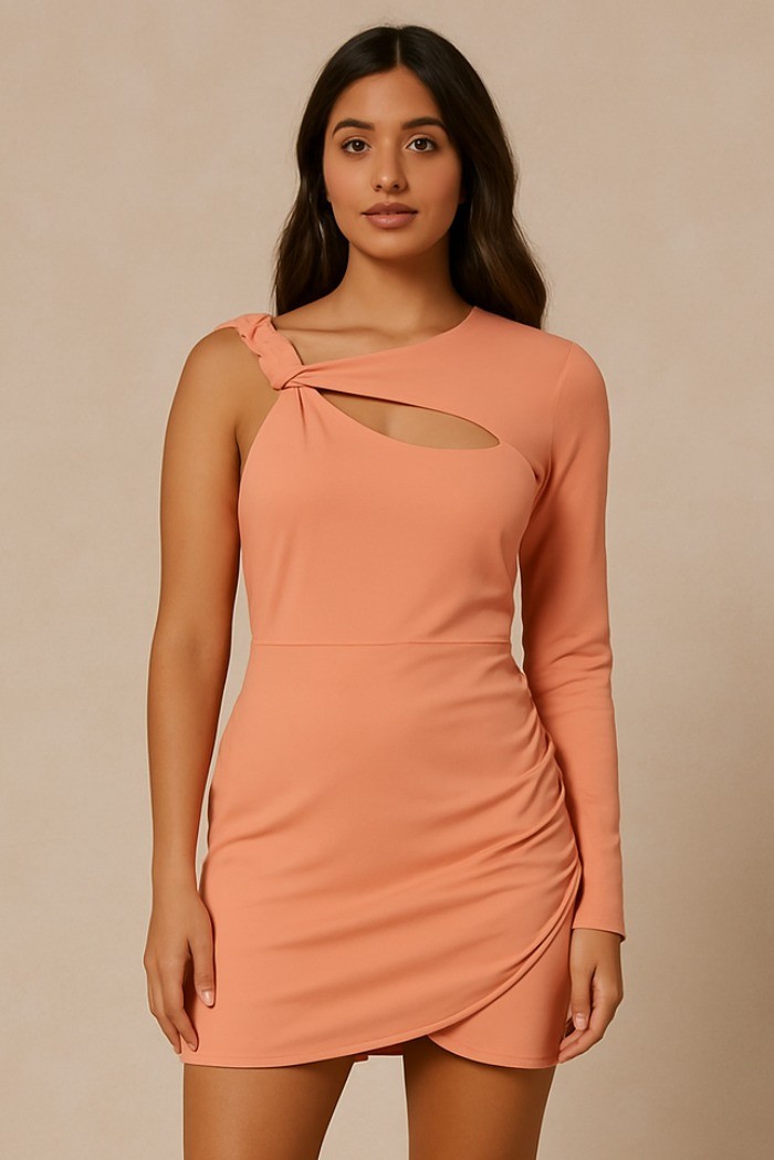 Dairesy abito monospalla in misto cotone con drappeggio ss24d0459 [832a9ffe]