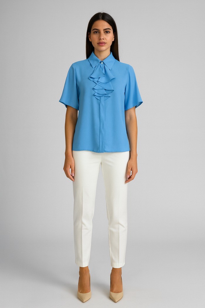 Dairesy blusa in tessuto fluido con rouches ss24d0412 [e28a8a4a]