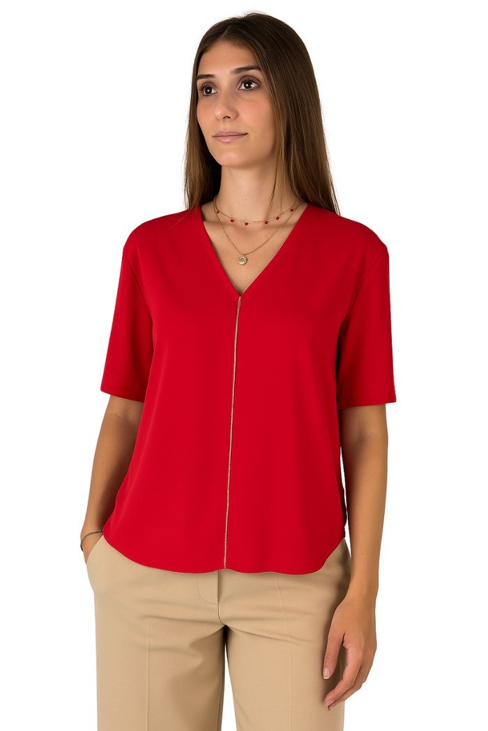 Maidoma blusa da donna con scollo a V e strass pe25f527/bl2045 [0b3f31c2]