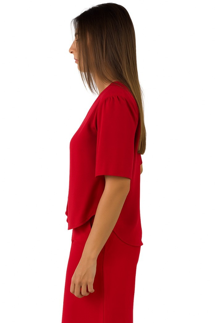 Maidoma blusa da donna con scollo a V e strass pe25f527/bl2045 [d21972cf]