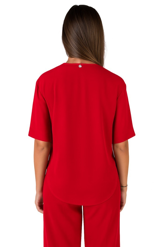 Maidoma blusa da donna con scollo a V e strass pe25f527/bl2045 [6504b3cb]