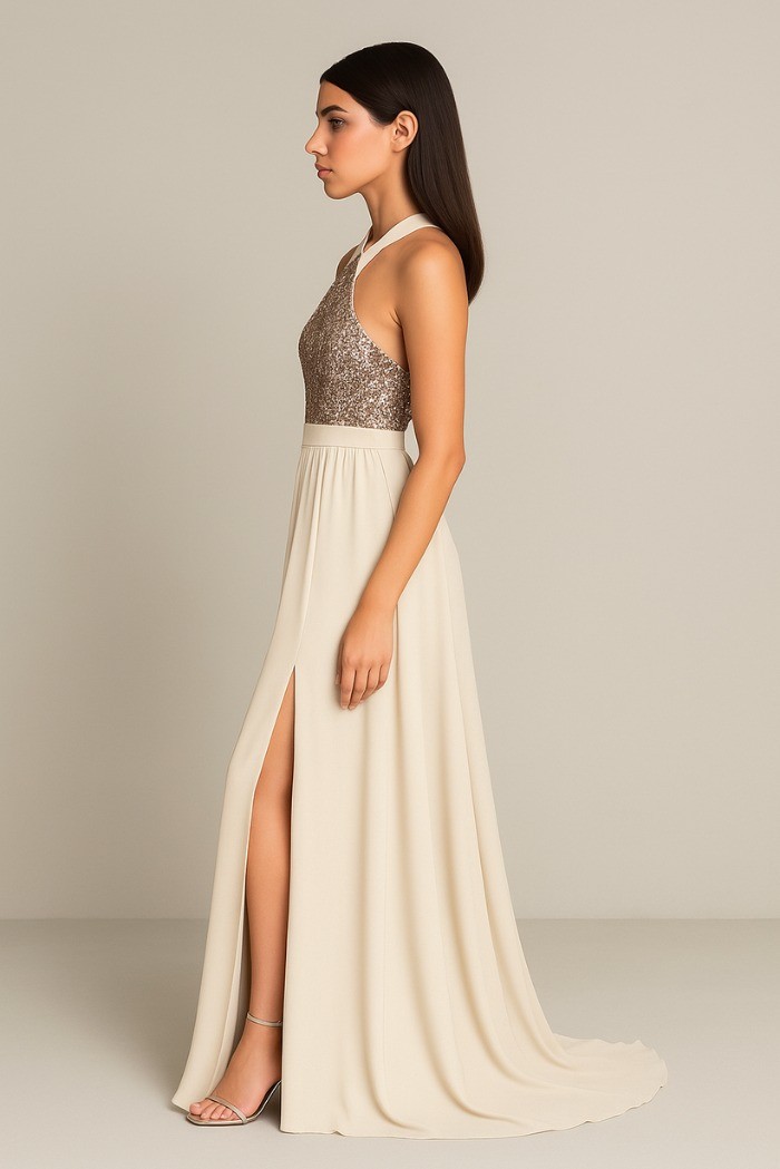 Dairesy abito lungo con corpetto paillettes multicolor ss24d0470 [5f02aea3]