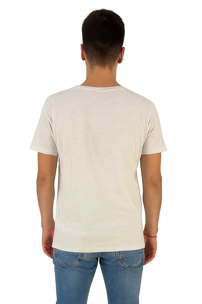 Guy t-shirt in cotone fiammato con stampa ed orli vivi Cabrio959-sb m48865 [74166694]