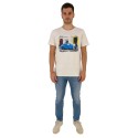 Guy t-shirt in cotone fiammato con stampa ed orli vivi Cabrio959-sb m48865 [7146218a]