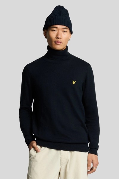 Lyle & Scott dolcevita in misto lana merino e cotone con logo kn2103vc [3b5b1967]
