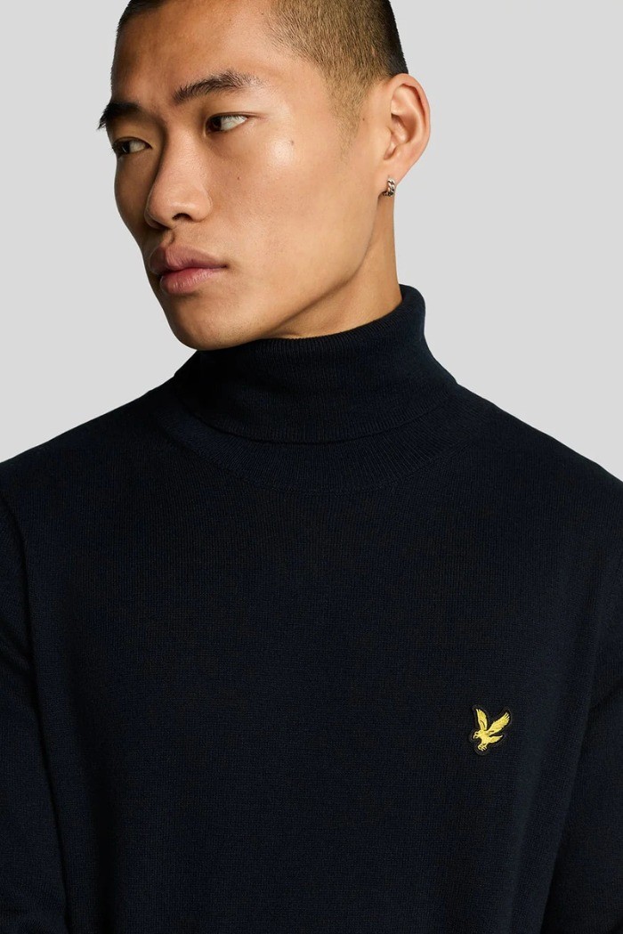 Lyle & Scott dolcevita in misto lana merino e cotone con logo kn2103vc [55609b6e]