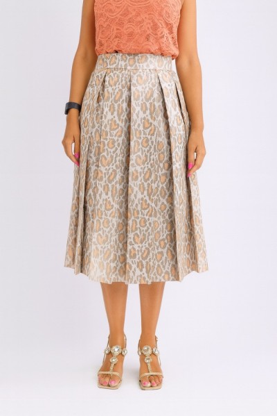 Dairesy gonna midi plissettata con fantasia jacquard animalier ss24d0430 [0f1e25d0]