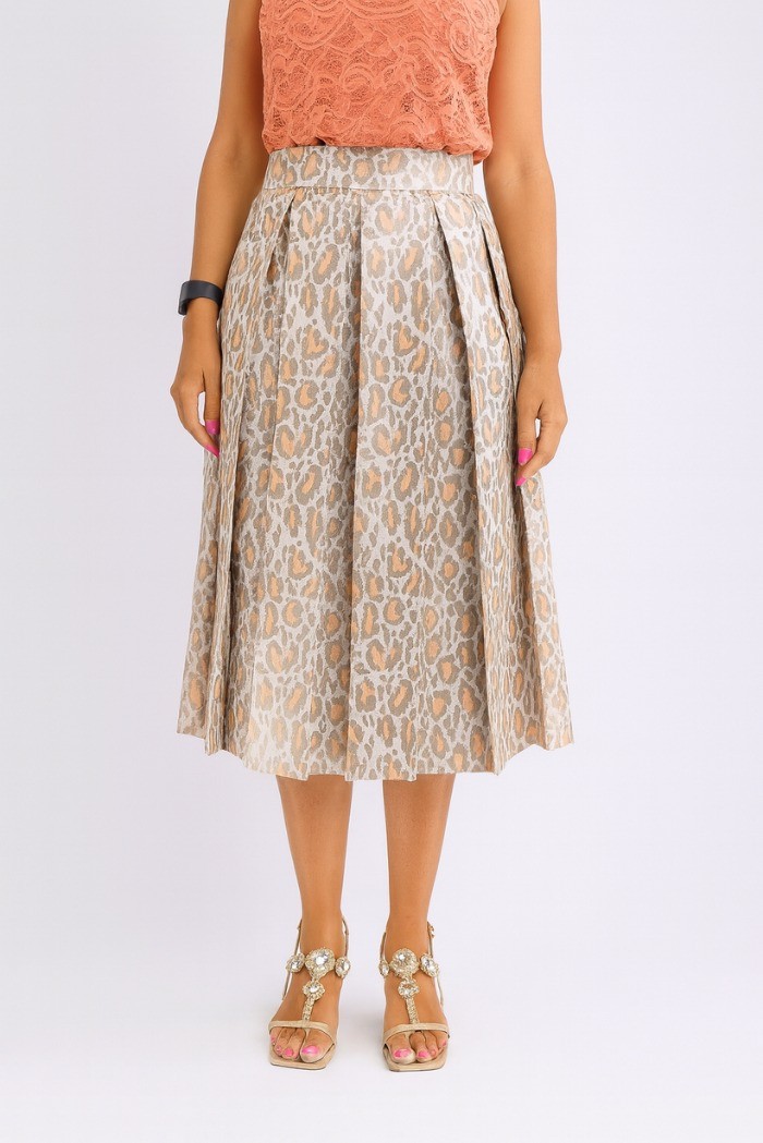 Dairesy gonna midi plissettata con fantasia jacquard animalier ss24d0430 [0f1e25d0]