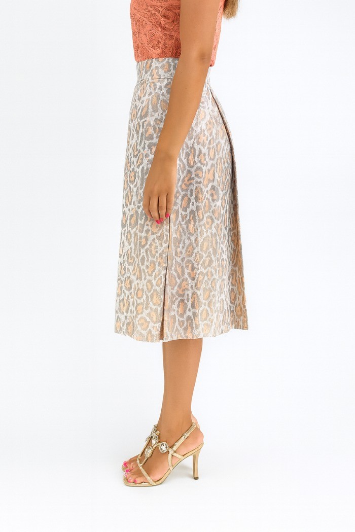 Dairesy gonna midi plissettata con fantasia jacquard animalier ss24d0430 [d63866dd]
