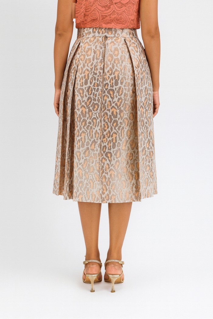 Dairesy gonna midi plissettata con fantasia jacquard animalier ss24d0430 [6125a7d9]