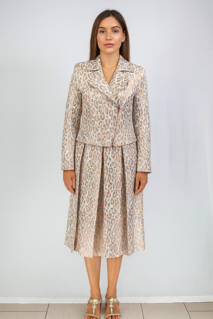 Dairesy gonna midi plissettata con fantasia jacquard animalier ss24d0430 [6475e0c7]