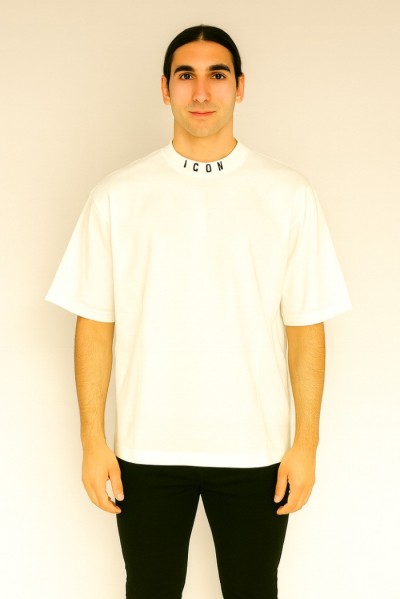 Icon t-shirt in jersey di cotone con logo sul collo icuf2w6t007 — 805219040075246_1