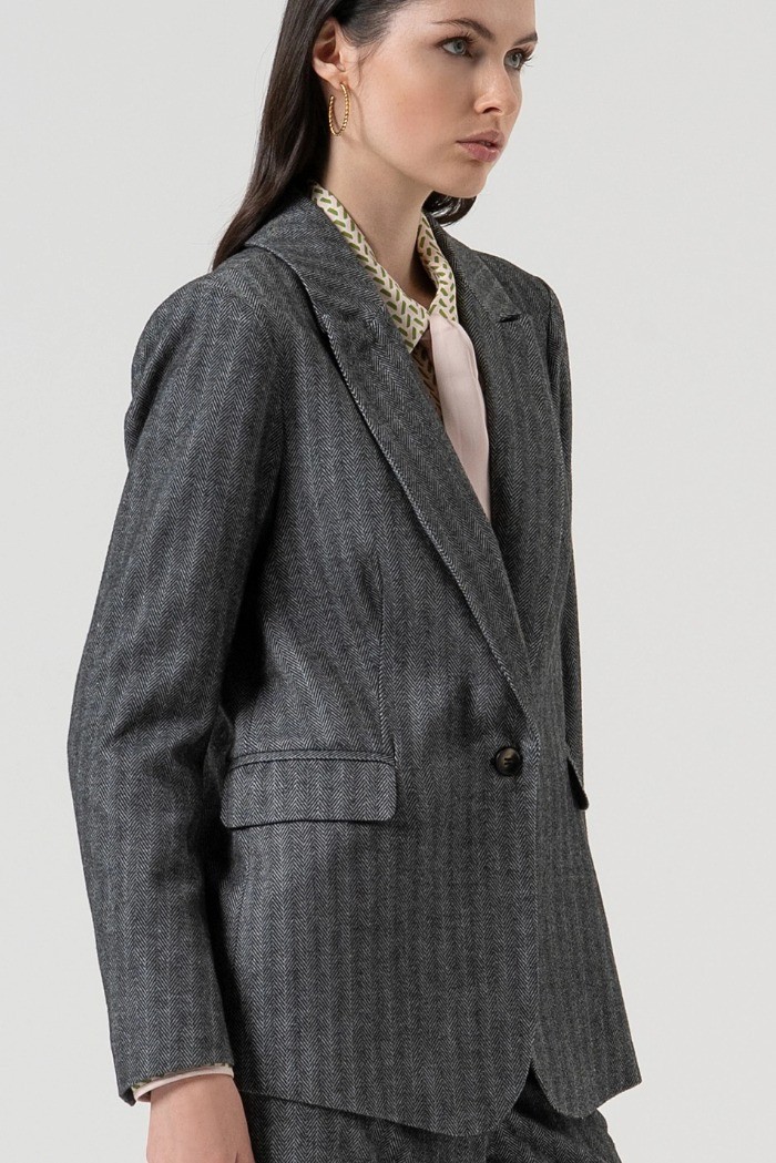 Fracomina blazer regular monopetto in fantasia spigata fr25wj2005w492w5 [8c9a862a]