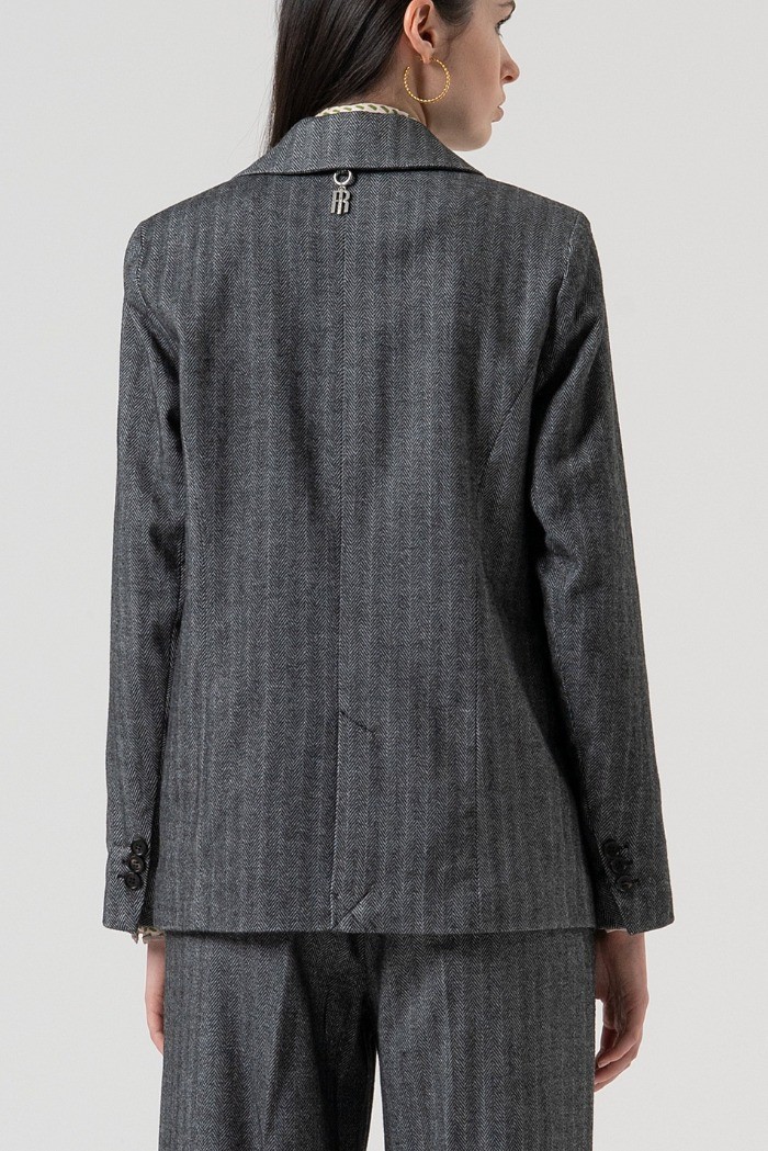 Fracomina blazer regular monopetto in fantasia spigata fr25wj2005w492w5 [3ed70030]