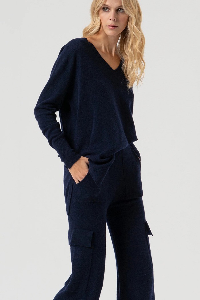 Fracomina pantalone flare in maglia di lana fr25wvc009k47301 [b566b03a]