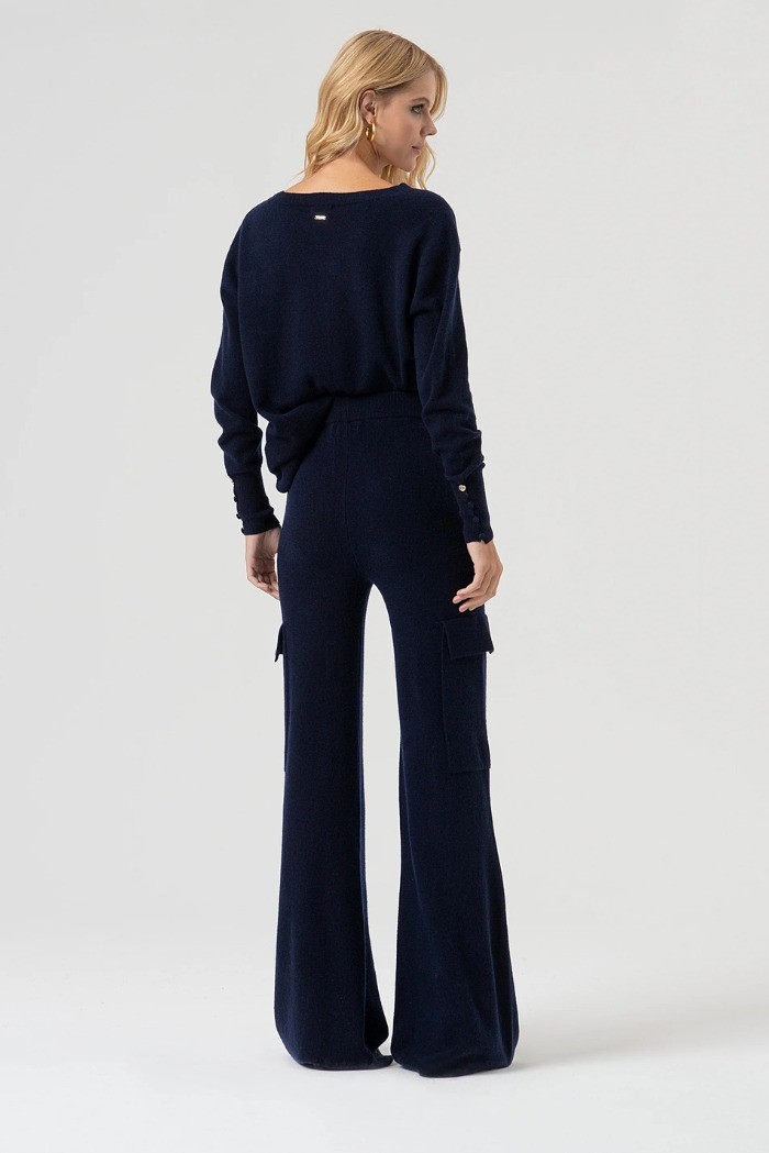 Fracomina pantalone flare in maglia di lana fr25wvc009k47301 [027b713e]