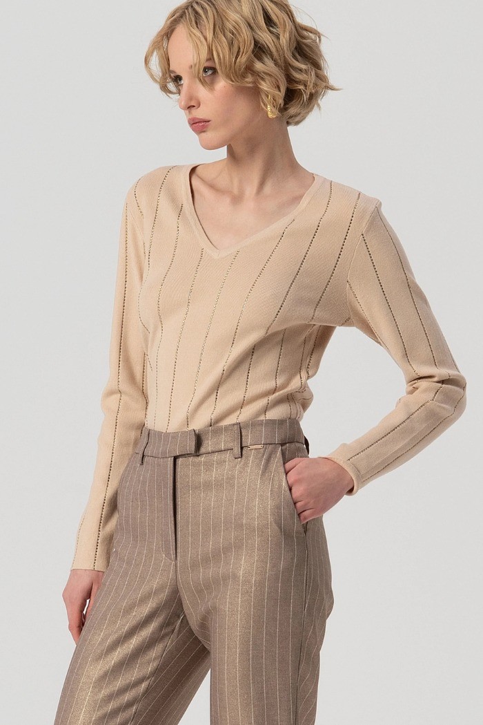 Fracomina pantalone regular a sigaretta in tessuto gessato fs25wv2004w479t4 [f97b629d]