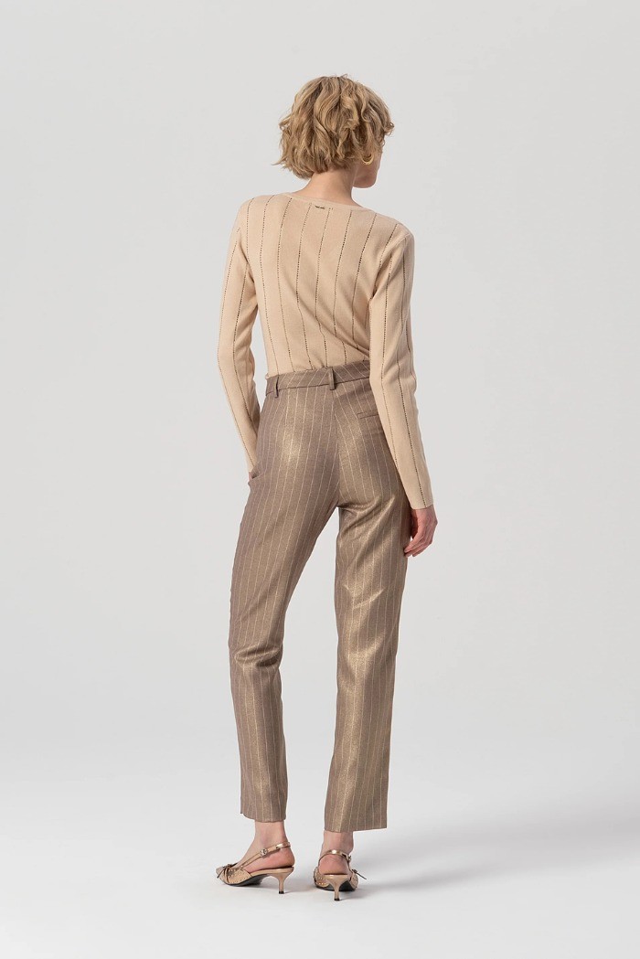 Fracomina pantalone regular a sigaretta in tessuto gessato fs25wv2004w479t4 [4e66a399]