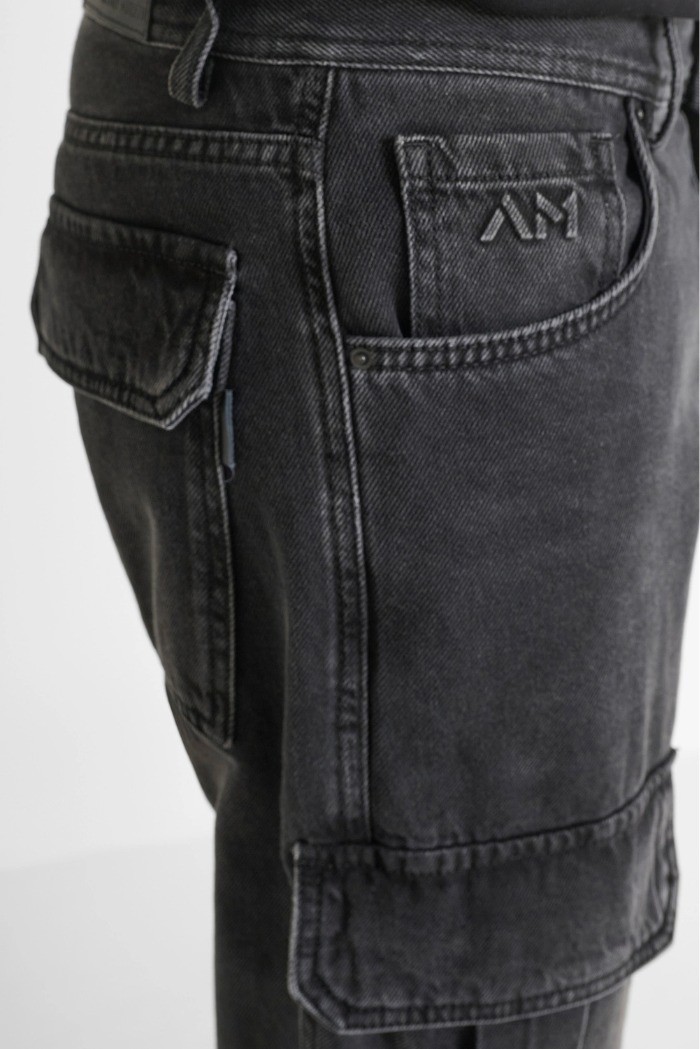 Antony Morato jeans regular fit cargo in denim nero Gary mmdt00297-fa700143-w02099 [689e7e28]